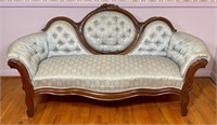 Walnut mirror back sofa, Victorian style, grape