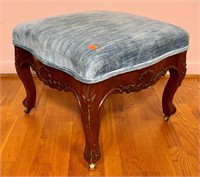 Walnut Victorian ottoman, shell and leaf carving,