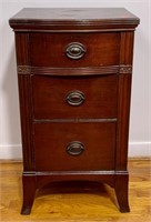 Mahogany night stand, 3 drawers, oval brasses,