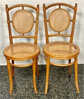 Pr. Maple bentwood side chairs, cane seat & backs,