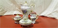Victorian look tea pot, cream, sugar & trinket box