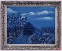 Painting on art board of "Covered Bridge" by Ida