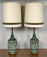 Pr. China lamps, ca 1950 - mottled glaze with