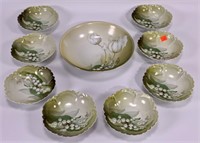 Berry set marked Germany - 9" bowl, 8 - 6" bowls