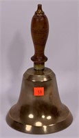 Brass school bell, wooden handle, 5.75" dia.,