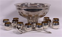 Punch bowl &12 silver-plate julip cups - 3" dia.