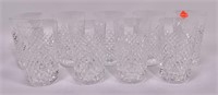 9 Waterford water glasses, hobnail pattern,