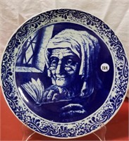 Boch Blue & white Portrait Plate, 11.5" diameter