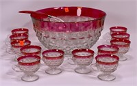 American pattern punchbowl and footed cups with