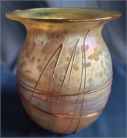Roger M. Roland Art Glass Iridescent Vase