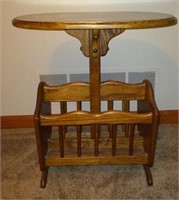 Amish Made Small Wooden End Table w/ Magazine Rack
