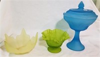 Frosted glass cover compote & bowls