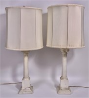 Pr. marble lamps, 5.5 sq. bases, turned columns,