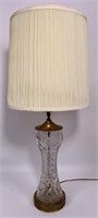 Cut glass lamp, 5.5" base - 14" tall, 34" tall wit