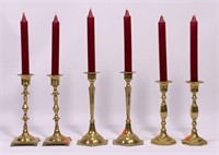 3 pr. Brass candlesticks, 7" and 3" tall