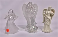 Fenton glass angel, 7.5" tall / 2 other angels