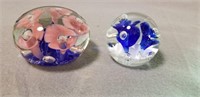Glass Paper Weights (2)  Signed