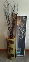 Tall Floor Vase and LED Snow Tree