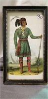 Small framed print, foreign leader / soldier