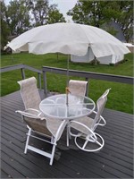 Outdoor Patio Table & Chairs Set with Umbrella