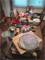 Large Kitchen Lot Including Utensils and Cookware