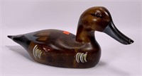 Wooden duck decoy -  15" long, 6" tall, 5" wide