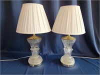 Set of 2 Matching Glass Crystal Lamps
