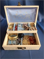 Costume Jewelry Lot with Jewelry Box