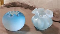 Blown glass vases, rose bowl shape (2)