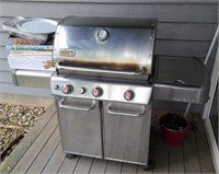 Stainless Weber Gas Grill with Supplies & Cover