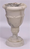 White marble urn, 6" dia., 10" tall