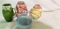 Miniature pottery pitcher & vases