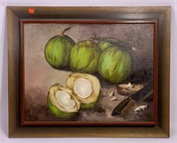 Contemporary oil painting, "Still Life of Coconuts