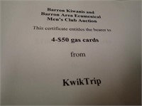 (2) $50 Gas Cards From Kwik Trip
