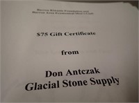 (1) $75 Gift Certificate From Don Antczak Glacial