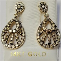 Certified14K  Diamond(3Ct,Si1-I1,H-L) Earrings