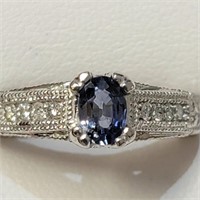 Certified Sapphire(0.6ct) Diamond(0.4Ct,Si1-Si2,F-
