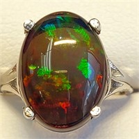 Certified10K  Black Opal(3.7ct) Ring