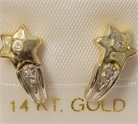 Certified14K  Diamond(0.06Ct,Si1-Si2,F-G) Earrings