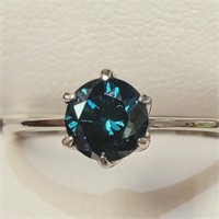Certified10K  Blue Diamond(0.85Ct,I3) Ring