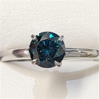 Certified10K  Blue Diamond(1.01Ct,I1) Ring