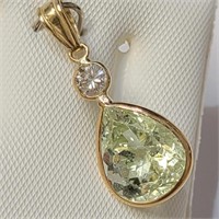 $1500 14K  Tourmaline(3.9ct) Diamond(0.35Ct,Vs1-Vs