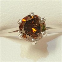 $4000 10K  Fancy Deep Orange Diamond(1.24ct) Ring