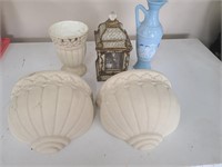 Lot 5 household decor items-2 plant wall hanging