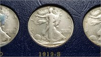 1919 S Walking Liberty Half Dollar Complete Set