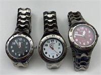 3pc Lorus Red, White, Black Dial Wristwatches