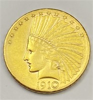 1910 $10 Indian Head Gold Eagle Coin Denver Mint