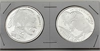 2pc Buffalo Silver Bullion 1 Ounce Coins