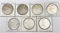 7pc Eisenhower Us Dollar Coins: 1971, 1972