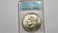 1973 S Eisenhower Dollar Accugrade MS66